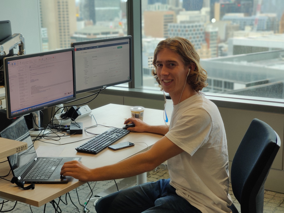 working from desk