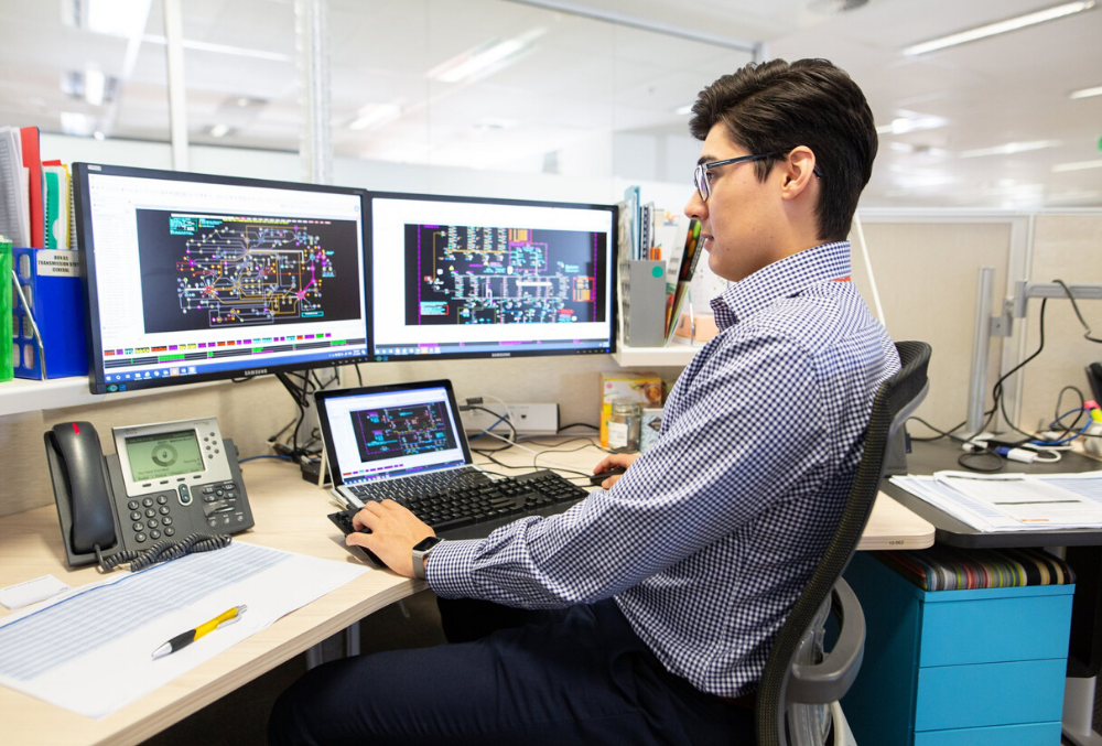 Matthew working at his desk