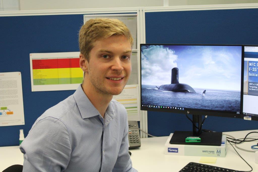 Day-in-the-life-Lockheed-Martin-Patrick-Kirwan-work-on-computer