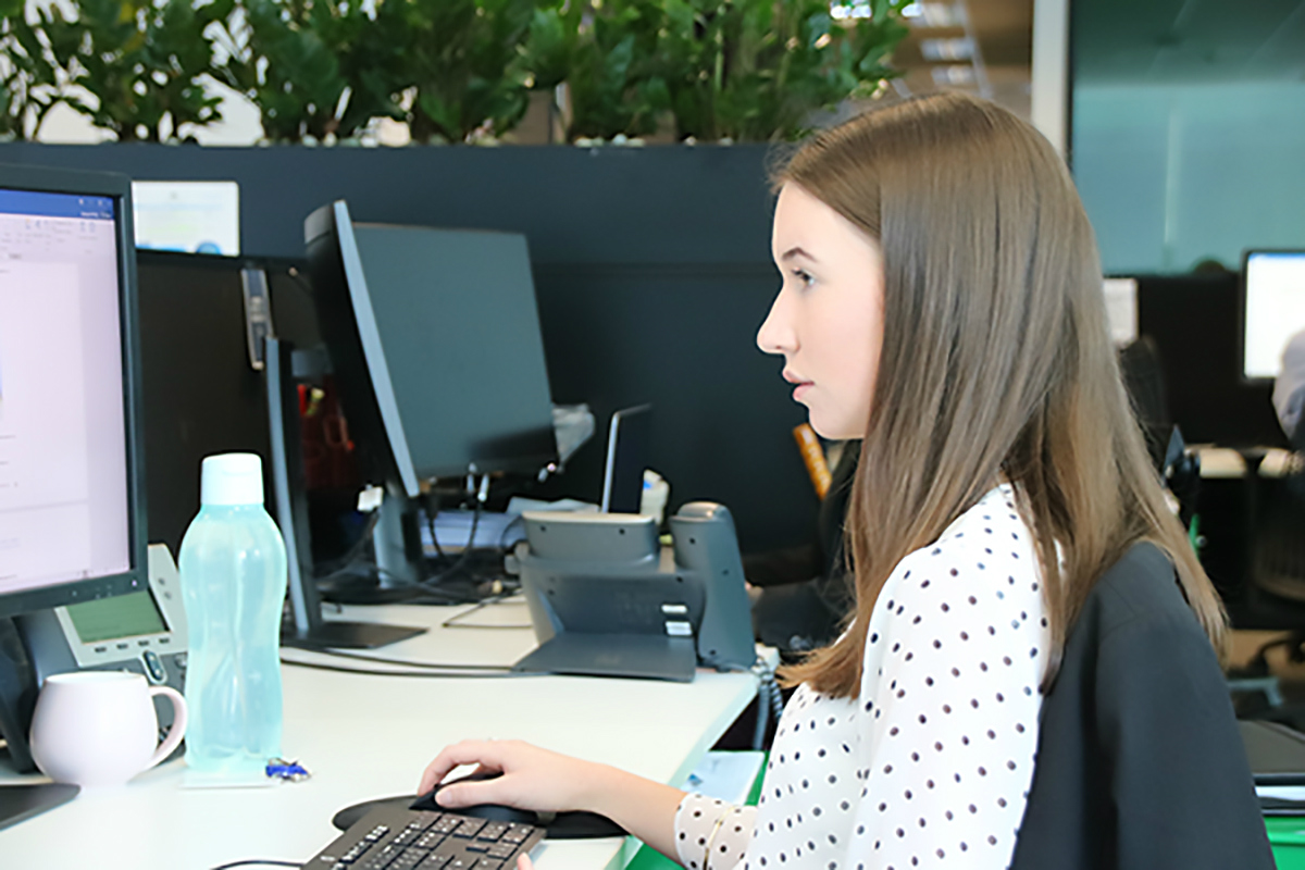 Georgia at her desk