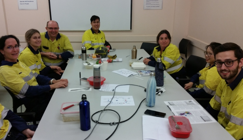 Brendan having lunch with colleagues
