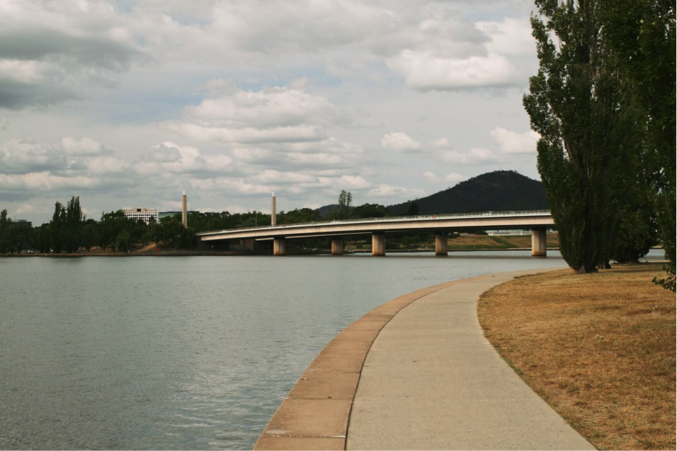 Parking lot overlooking Lake Burley Griffin